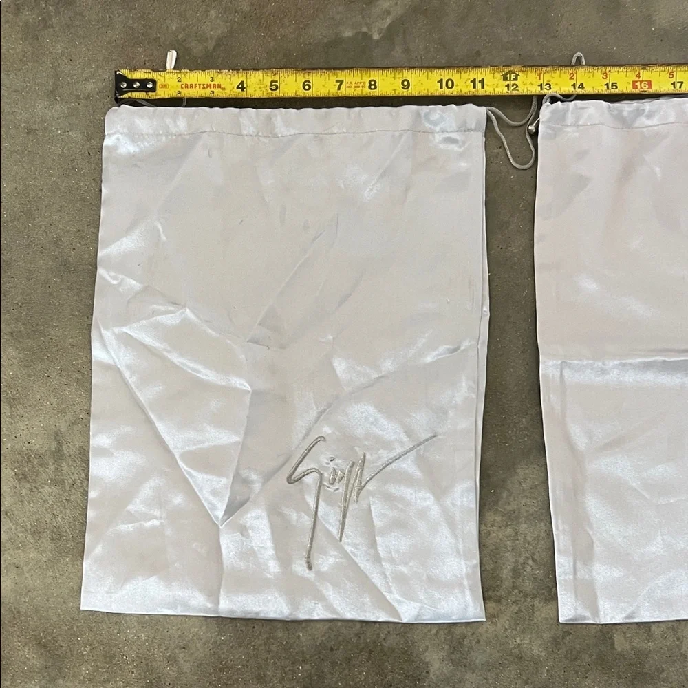 Authentic Giuseppe Zanotti White Satin Drawstring Shoe Bags (Pair)